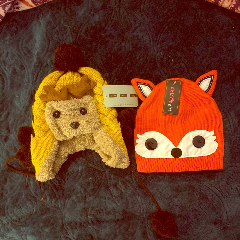 Pair of kids cute novelty winter hats